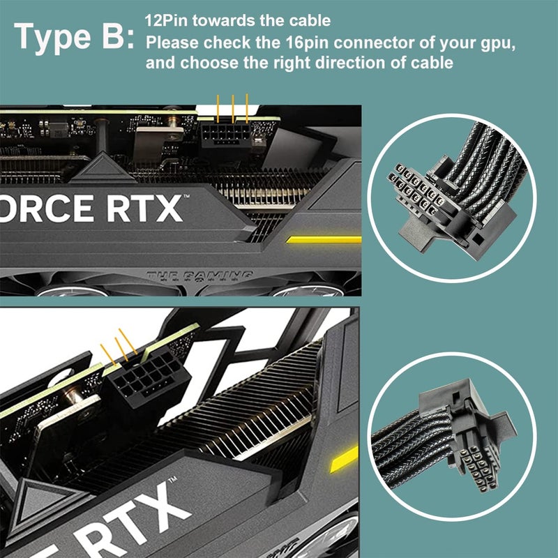 JOYJOM 12VHPWR 90 Degree Adapter to 2X 8Pin: 16AWG 16 PIN GPU Right Angle PCI-E 5.0 Extension for for Graphic Card GPU 12+4pin RTX 3090Ti 4070Ti 4080 4090 (Type B) - Image 2
